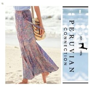 Peruvian Connection Multicolor Seurat Bora Bora Wrap Maxi Skirt Size 4